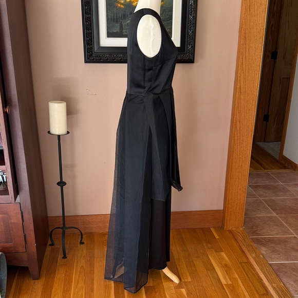 Vintage Morgane Le Fay 2 piece Black Sleeveless silk dress.  Small - Picture 4 of 10
